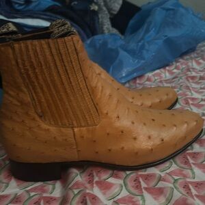 Faux ostrich leather booties
